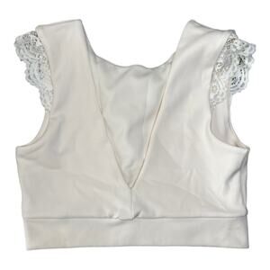 Celestine cream white bralette lace trim v-neck sports bra medium